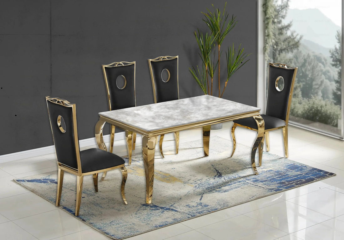 Ensemble table chaise : Design, marbre, extensible, confort optimal