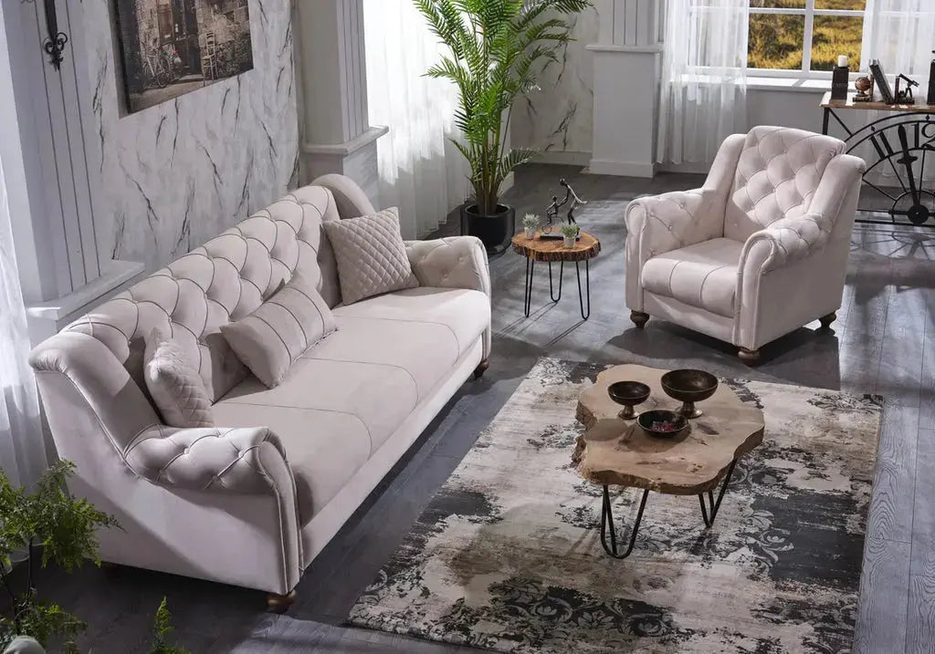 Salon-Étoile-Velours-Doré-Marbre-Lumineux-et-Modularité-Futée DEKOFLIX