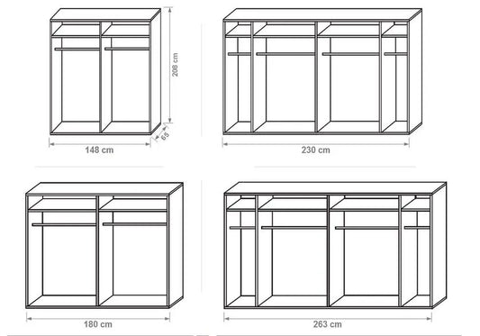 Armoire portes coulissantes miroir 1/2 laquée gris JAZZ Italian Mobili