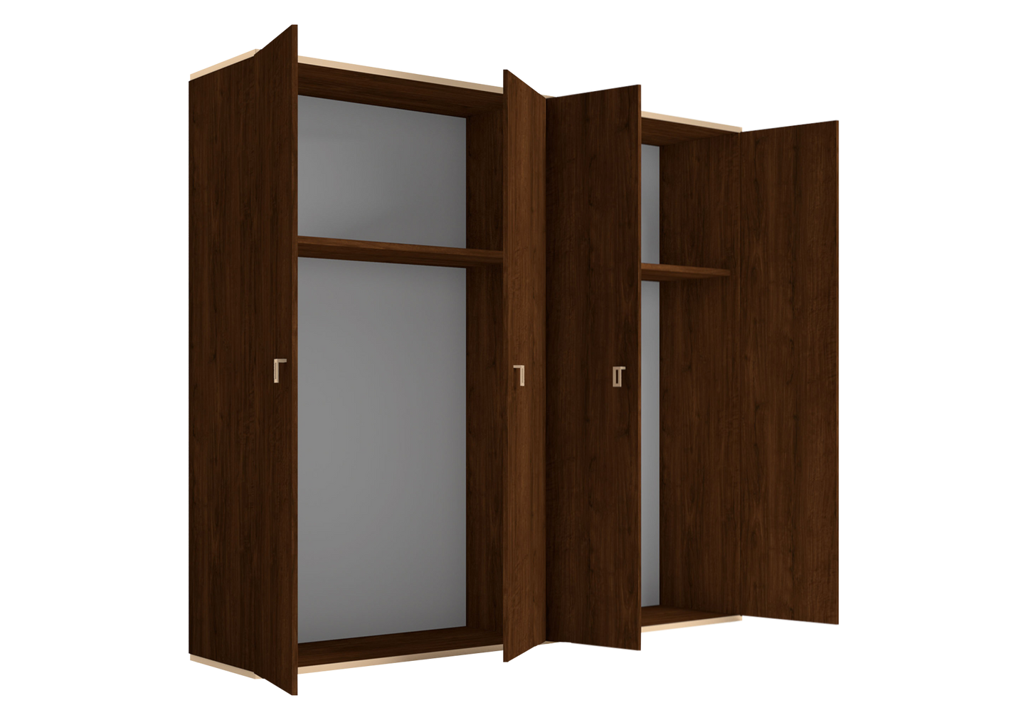 Chambre 160x200 noyer armoire 4 portes – Eva