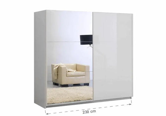 Armoire portes coulissantes miroir laquée blanc JAZZ - DEKOFLIX
