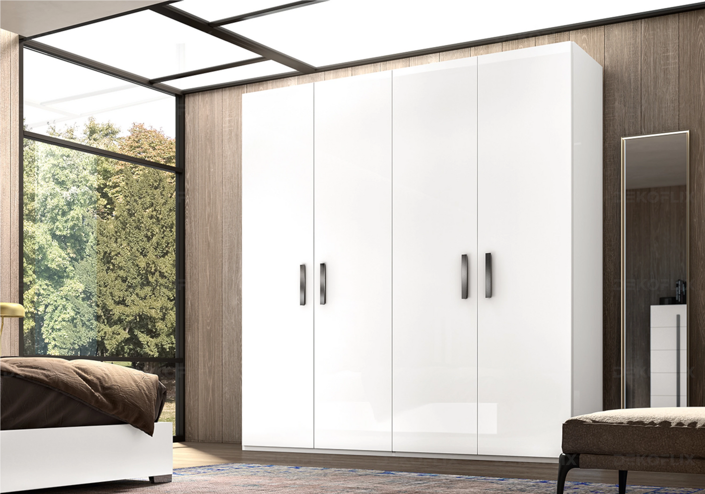 Armoire Blanche Porte Battante – Modèle Mara Élégant Élégante - DEKOFLIX