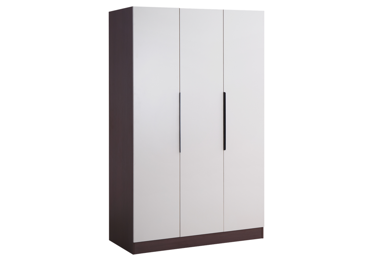 Armoire de rangement 3 portes beige et noyer - Axel