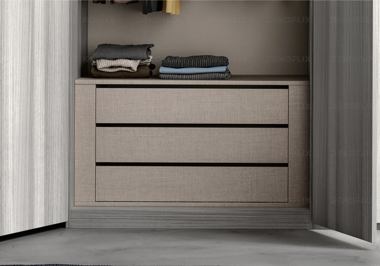 Armoire Gris Argent – Élégance Fonctionnelle Collection Mia - DEKOFLIX