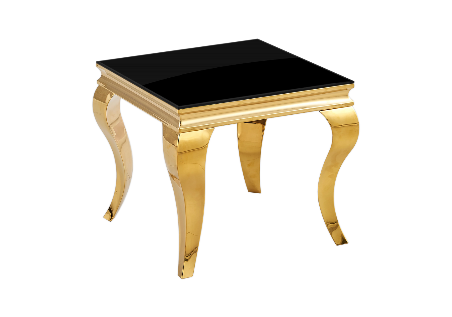 Table basse verre noir pied doré - NEO