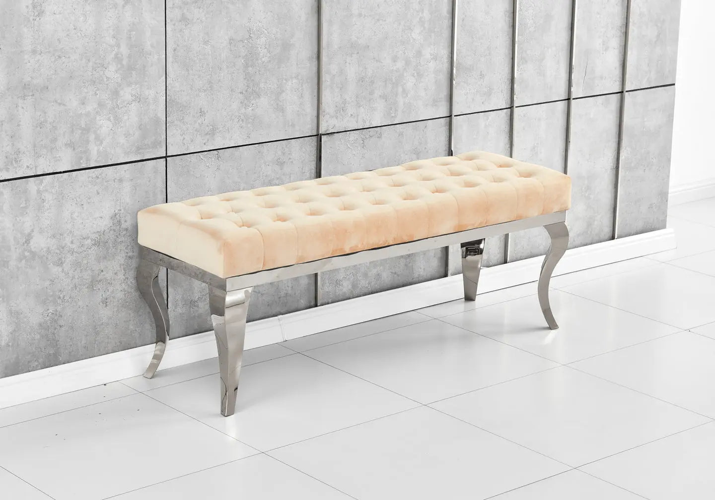 Banc design argenté velours moka NEO New Design