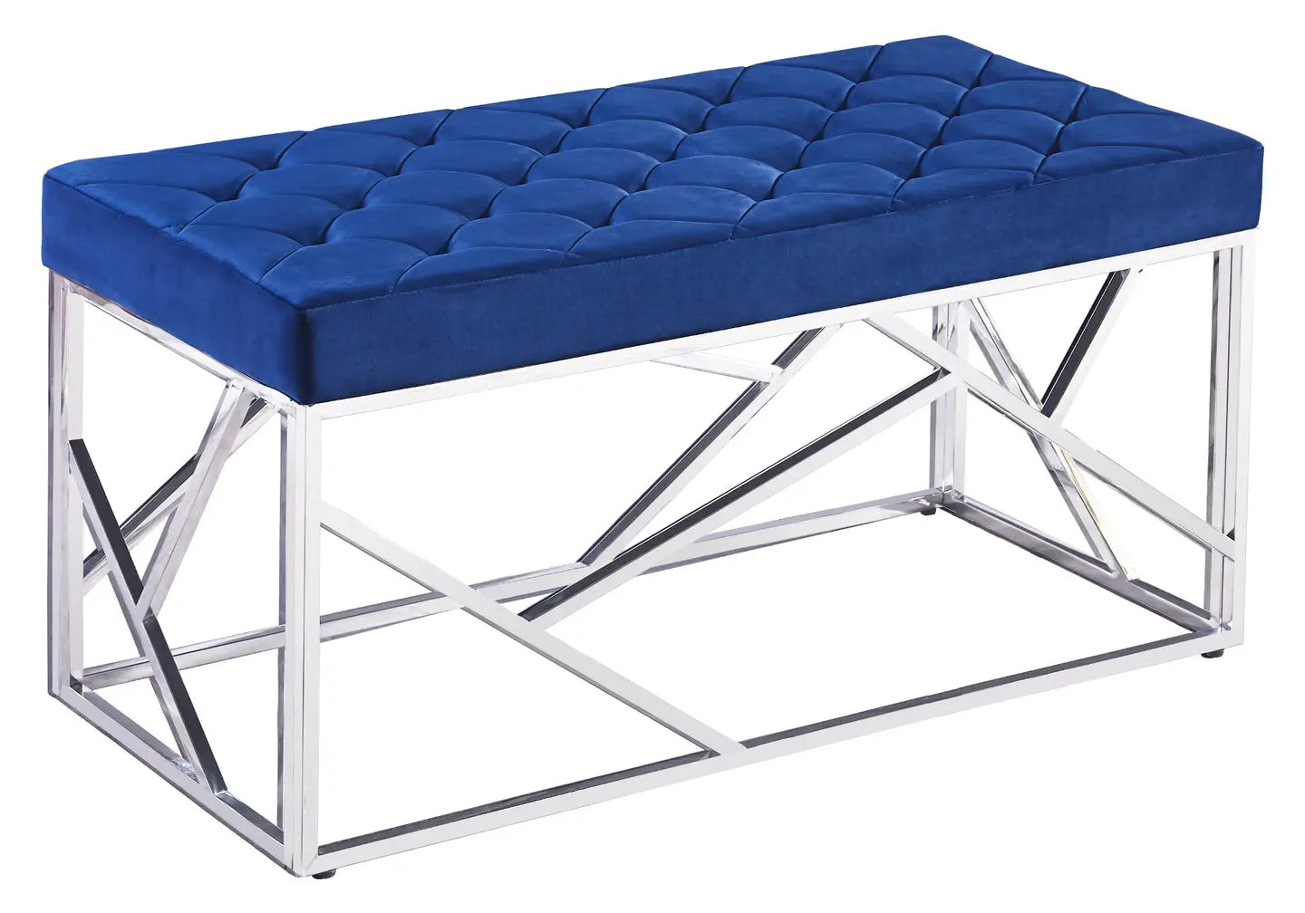 Banc design chromé velours bleu ILÉA New Design