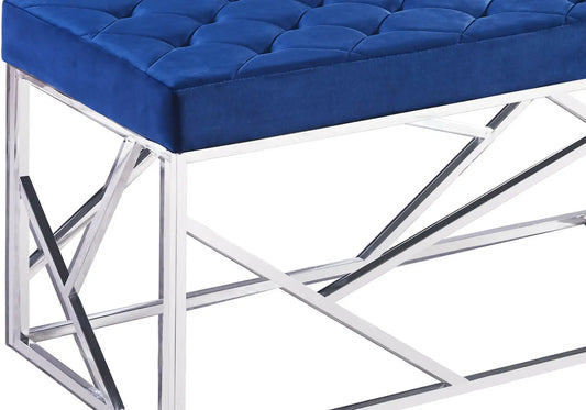 Banc design chromé velours bleu ILÉA New Design