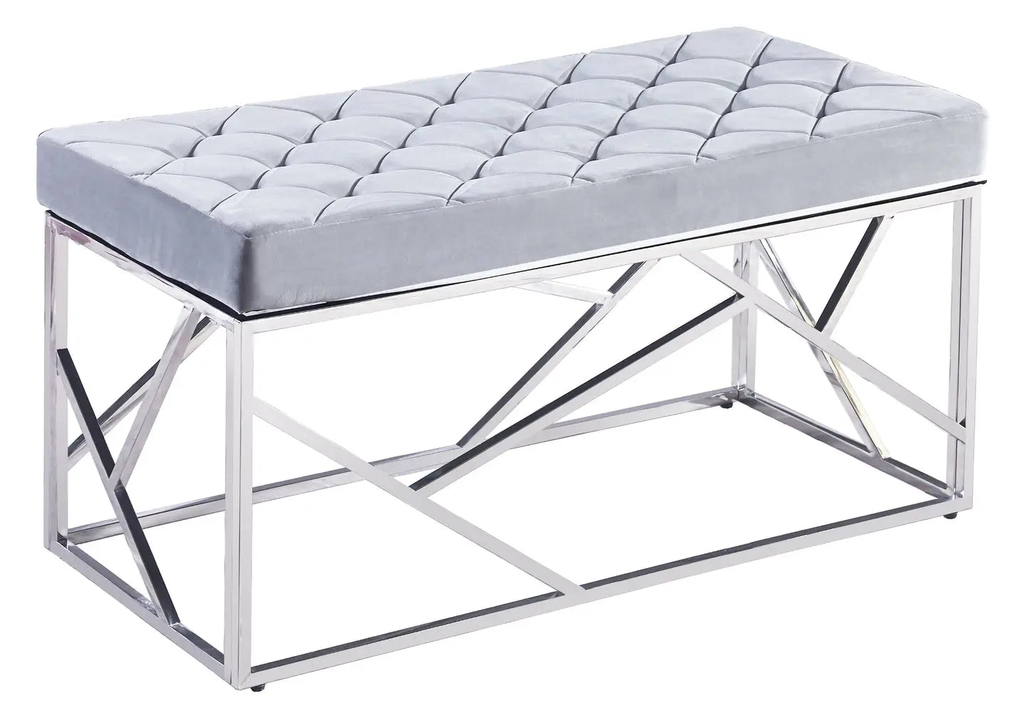 Banc design chromé velours gris ILÉA New Design