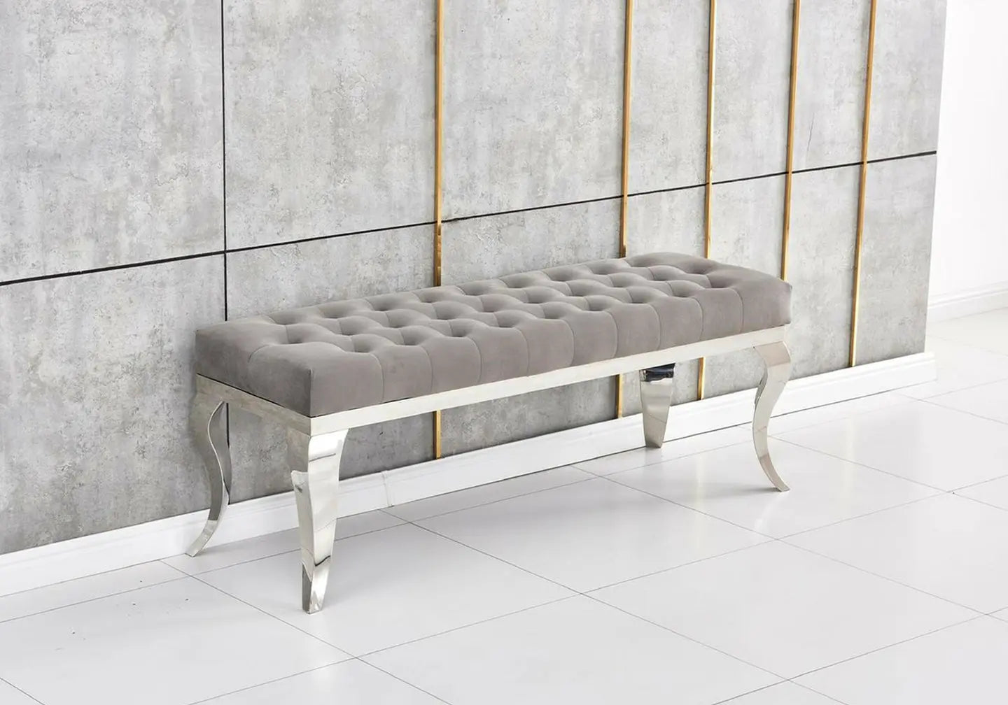 Banc design chromé velours gris NEO New Design