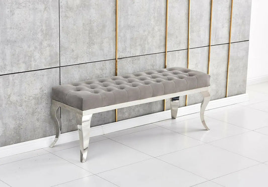 Banc design chromé velours gris NEO New Design