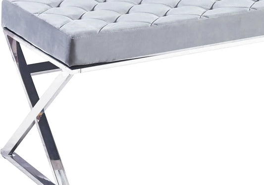 Banc design chromé velours gris ZHARA New Design