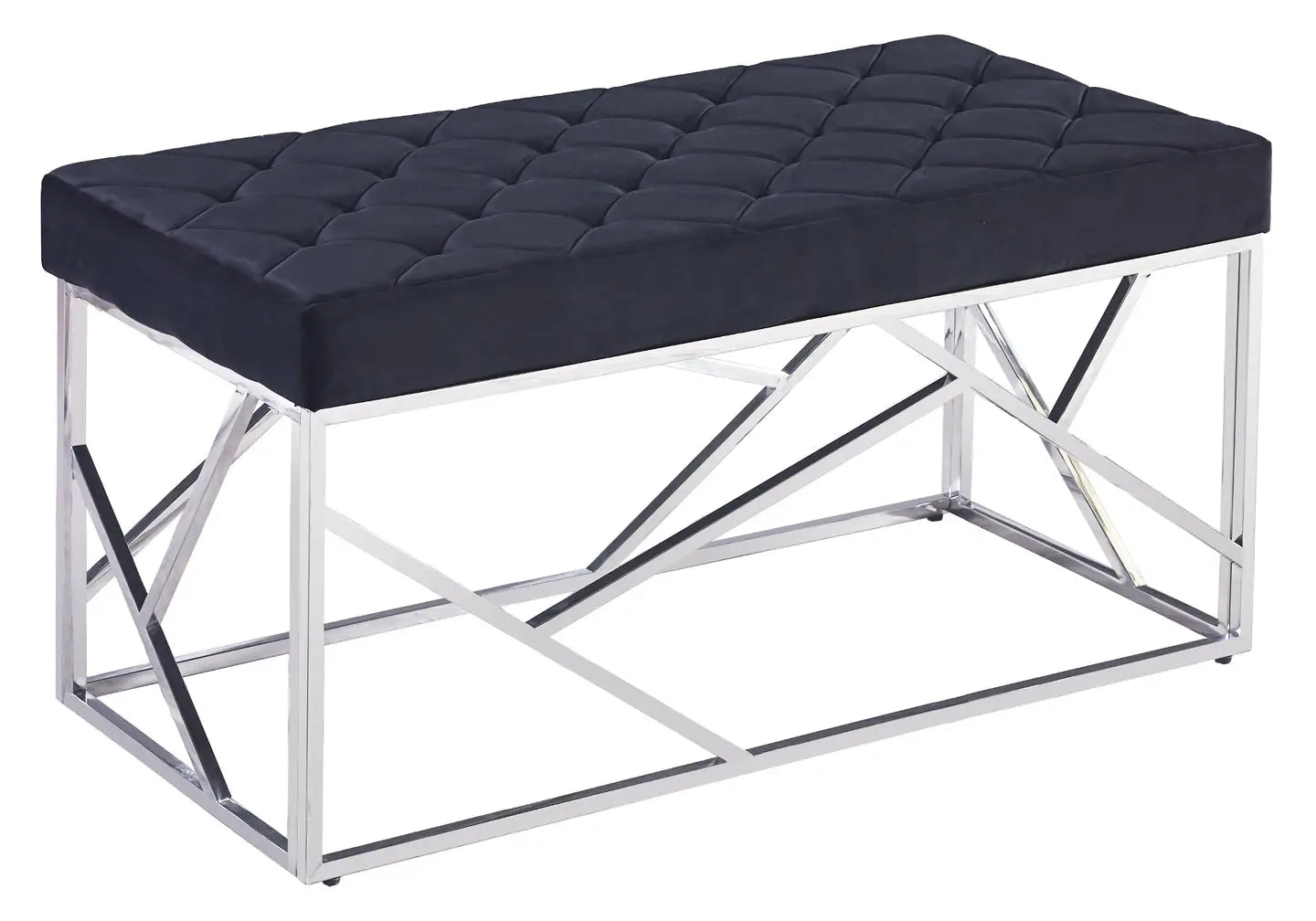 Banc design chromé velours noir ILÉA New Design