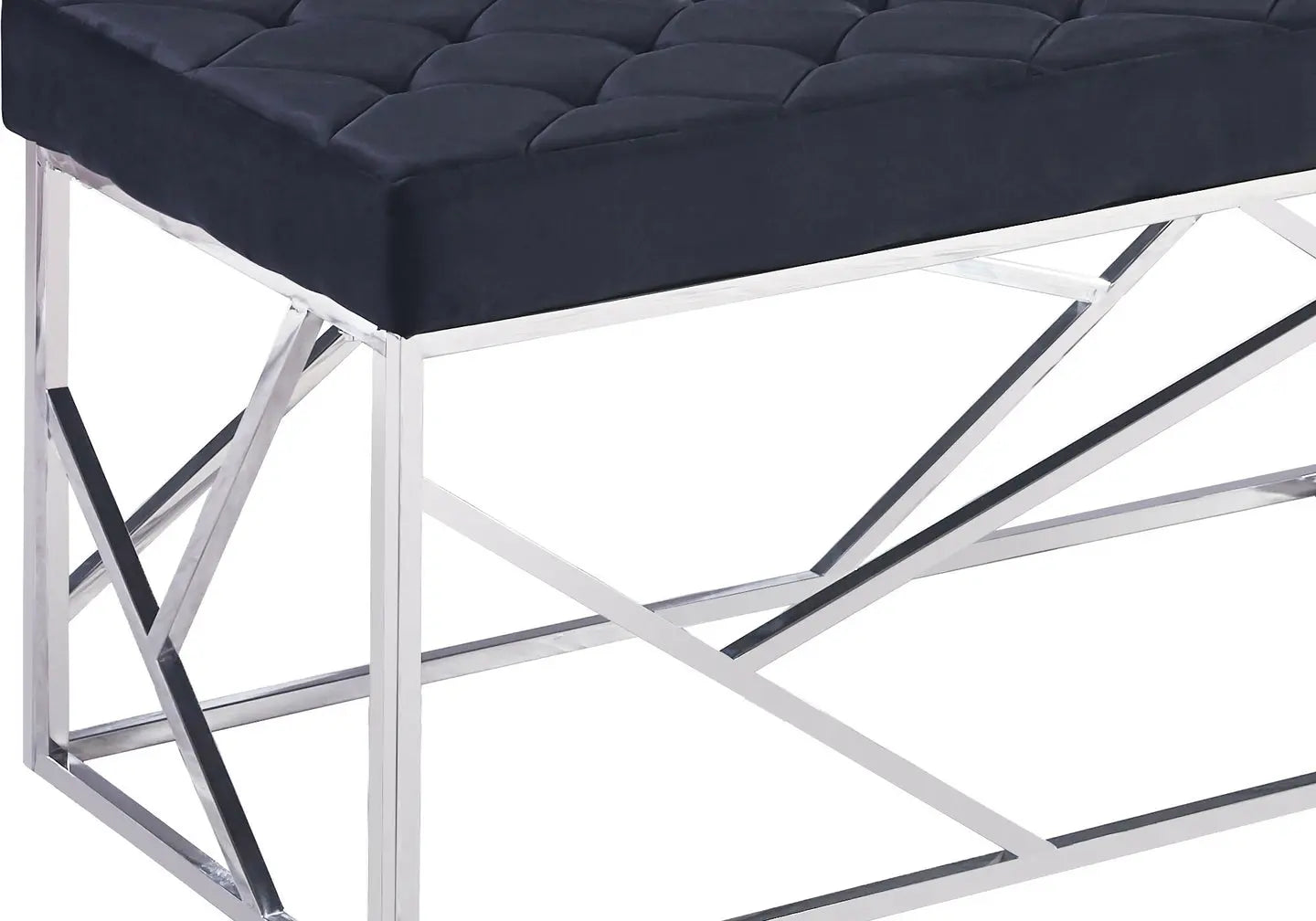 Banc design chromé velours noir ILÉA New Design