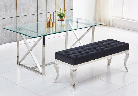 Banc design chromé velours noir NEO New Design