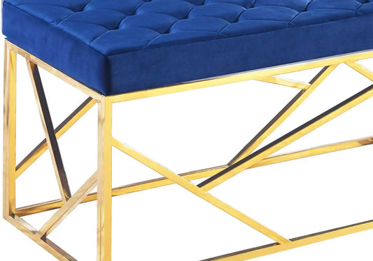 Banc design doré velours bleu ILÉA - DEKOFLIX