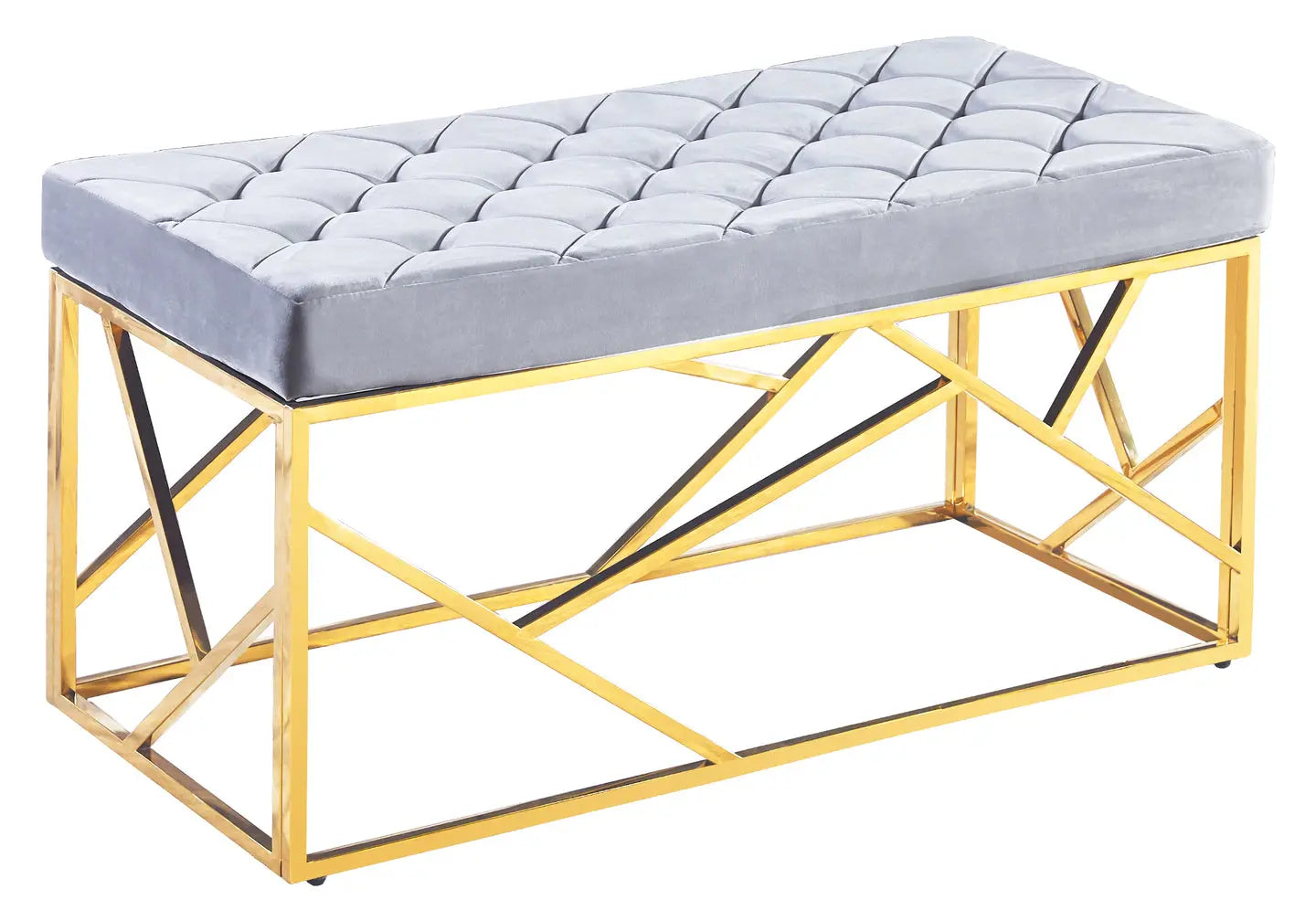 Banc design doré velours gris ILÉA New Design