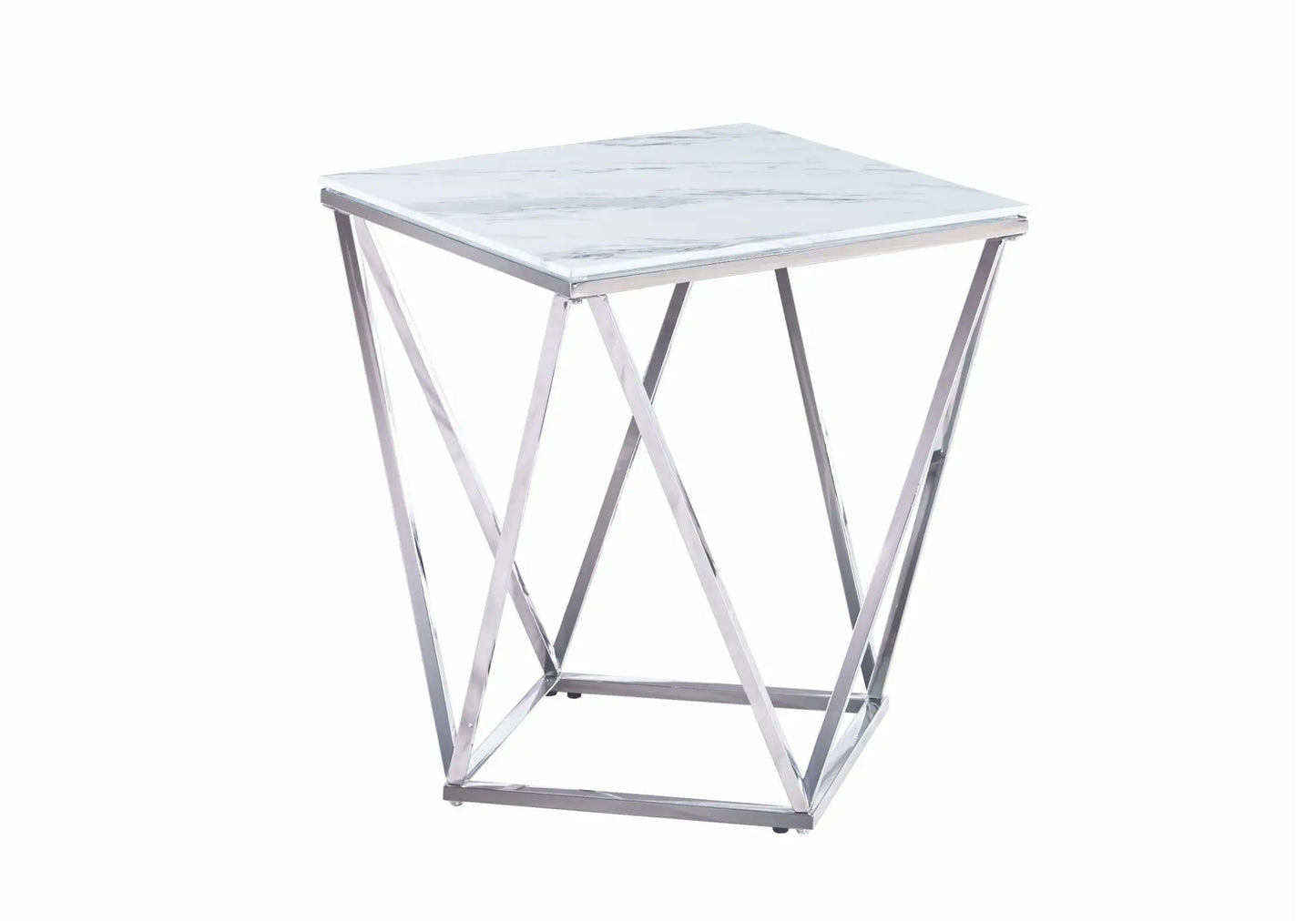 Bout de canapé argent en marbre blanc ILÉA New Design