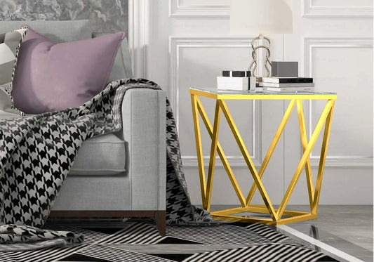 Bout de canapé doré en verre ILÉA - DEKOFLIX