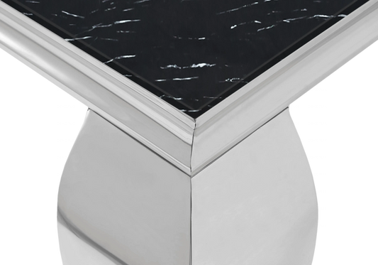 Bout de canapé marbre noir pied argent - NEO New Design