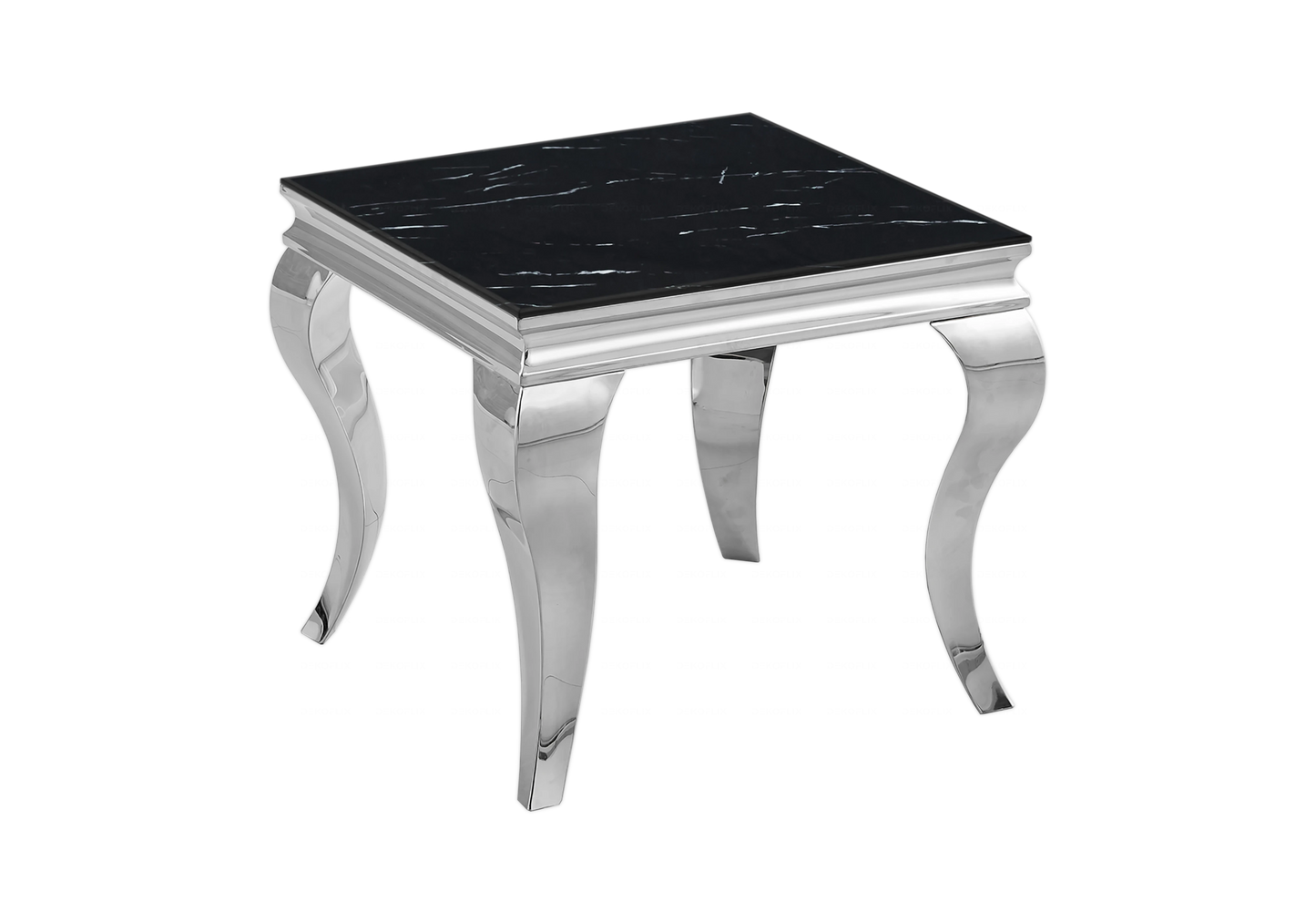 Table marbre noir et chaises velours noir argent - NEO