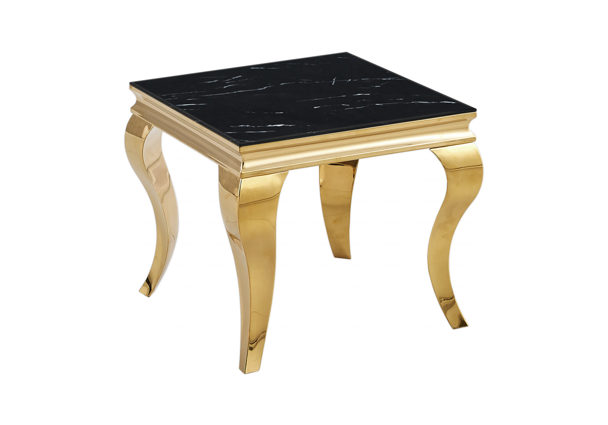 Bout de canapé design marbre noir or - Neo
