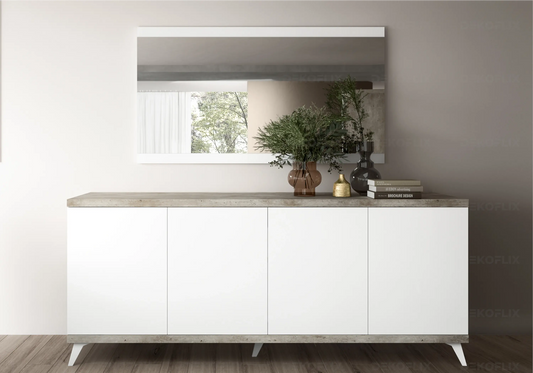 Buffet Blanc Moderne Béton – Buffets 3 ou 4 Portes Treviso Status