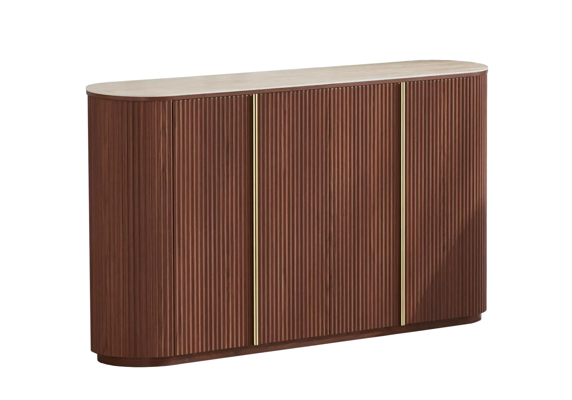 Table ovale travertin et chaises bois beige - TERRA Galerie du Mobilier