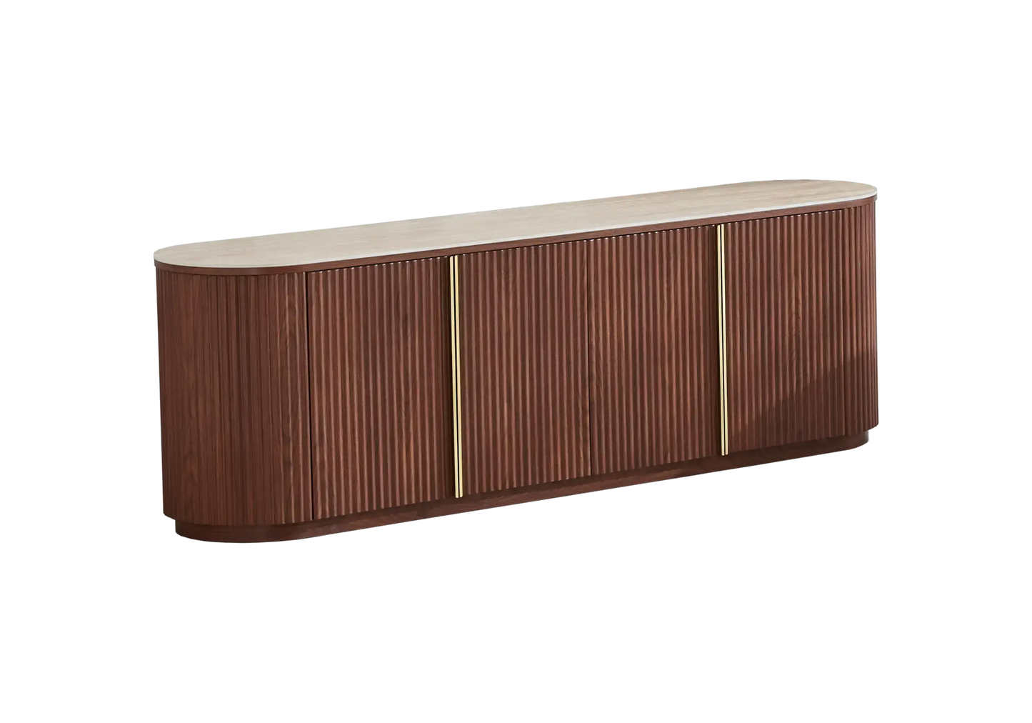 Table ovale travertin et chaises bois beige - TERRA Galerie du Mobilier