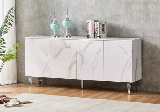 Buffet marbre blanc laqué design AXEL - DEKOFLIX