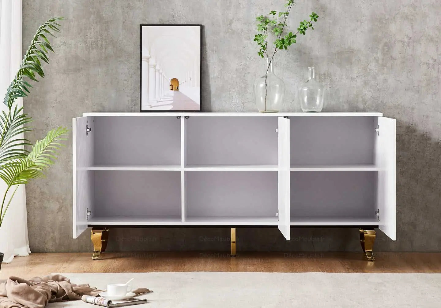 Buffet marbre noir laqué doré AXEL - DEKOFLIX