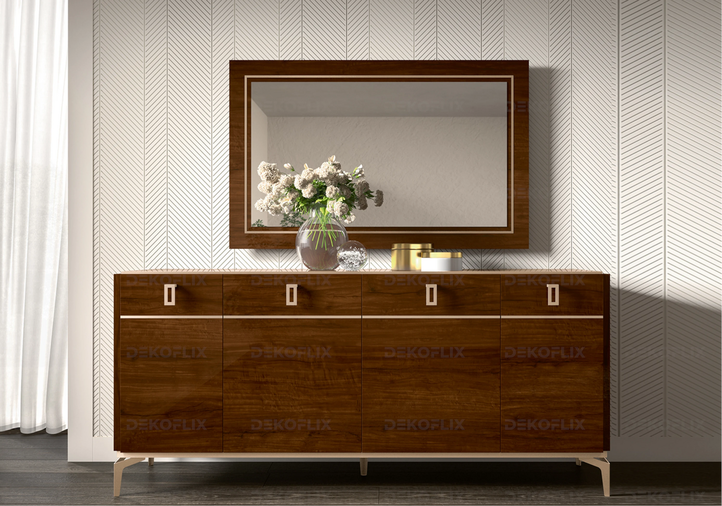 Buffet Noyer Doré – Élégance italienne Collection Eva