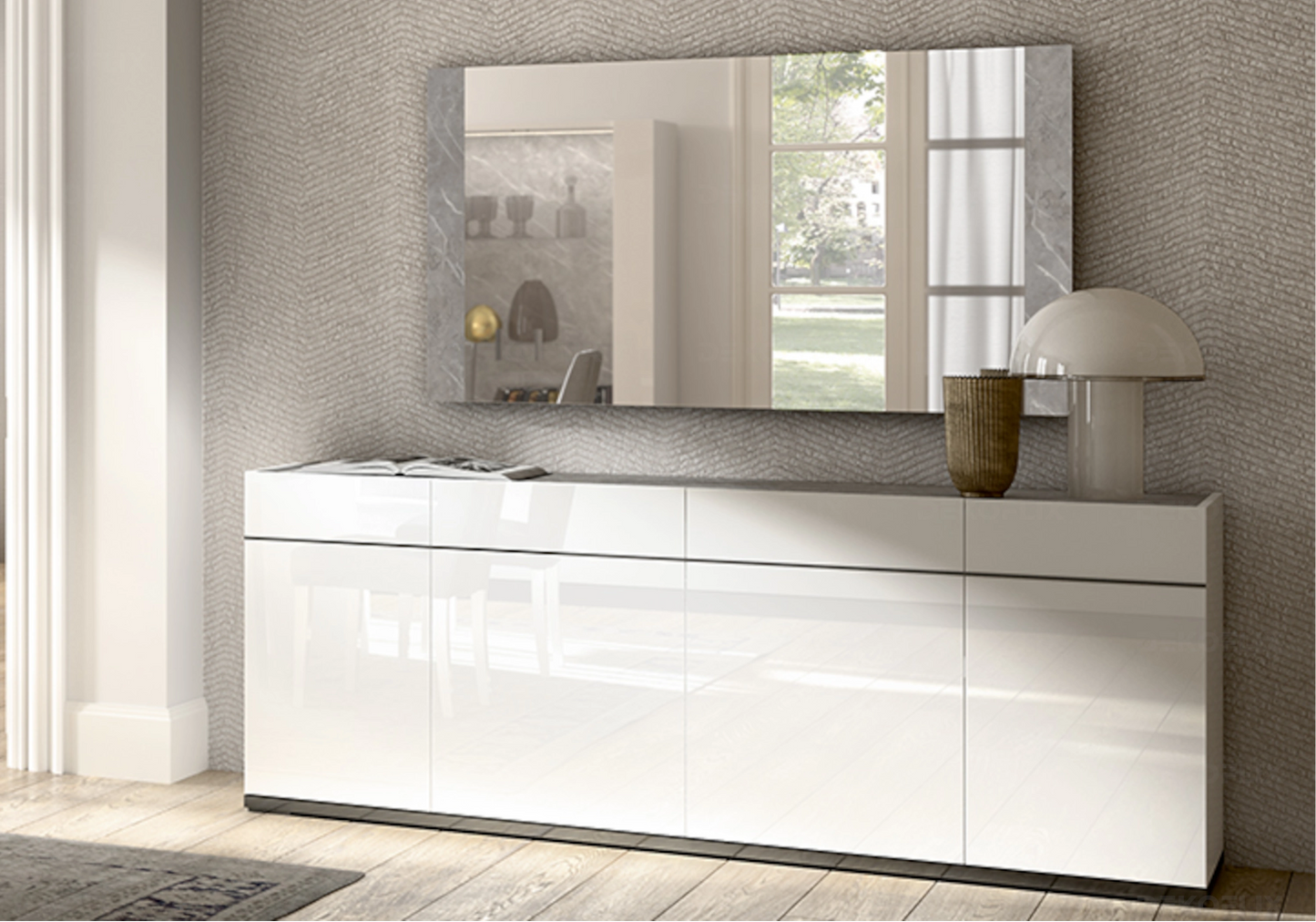 Miroir Mural Design Marbre Gris Élégant - Collection Mara