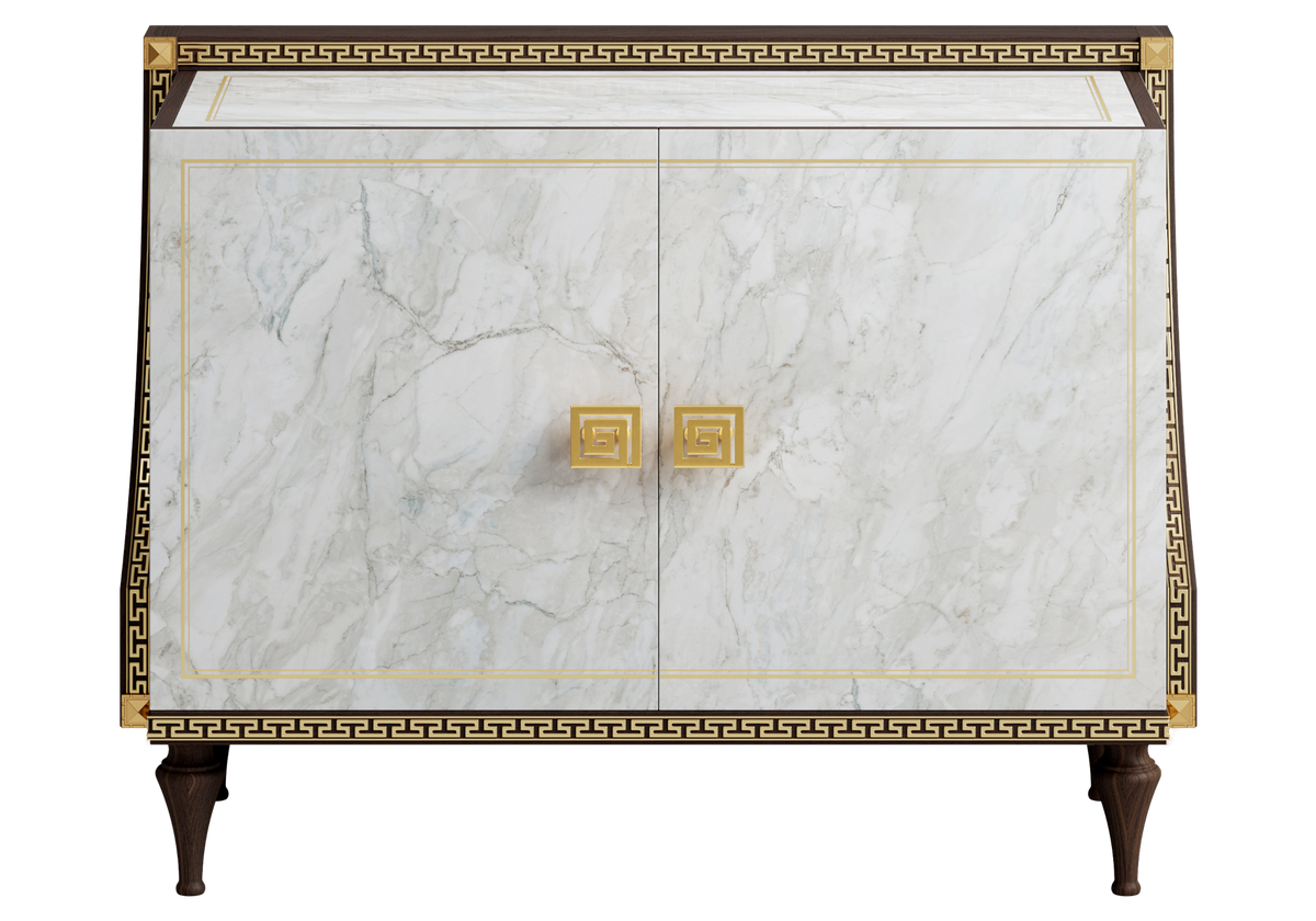 Buffet 2 portes marbre noyer et or 24K - Romantica