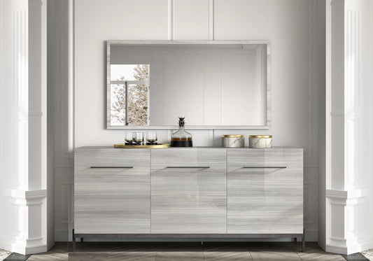 Miroir Gris Argent, Éclat Raffiné Mural - Collection Mia - DEKOFLIX