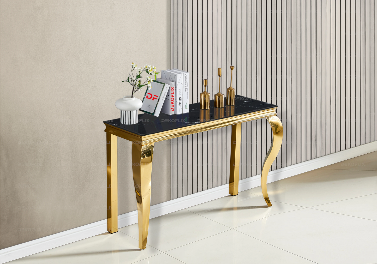 Table basse marbre noir pied doré - NEO