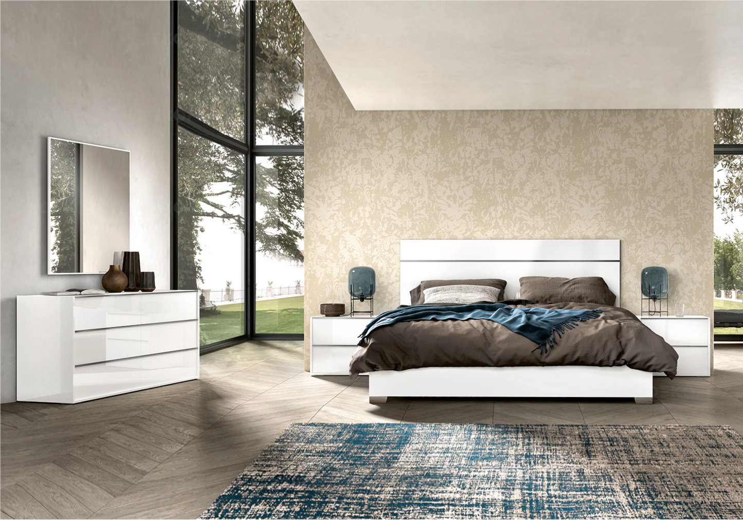 Miroir Blanc Laqué Rectangulaire – Modèle Luna