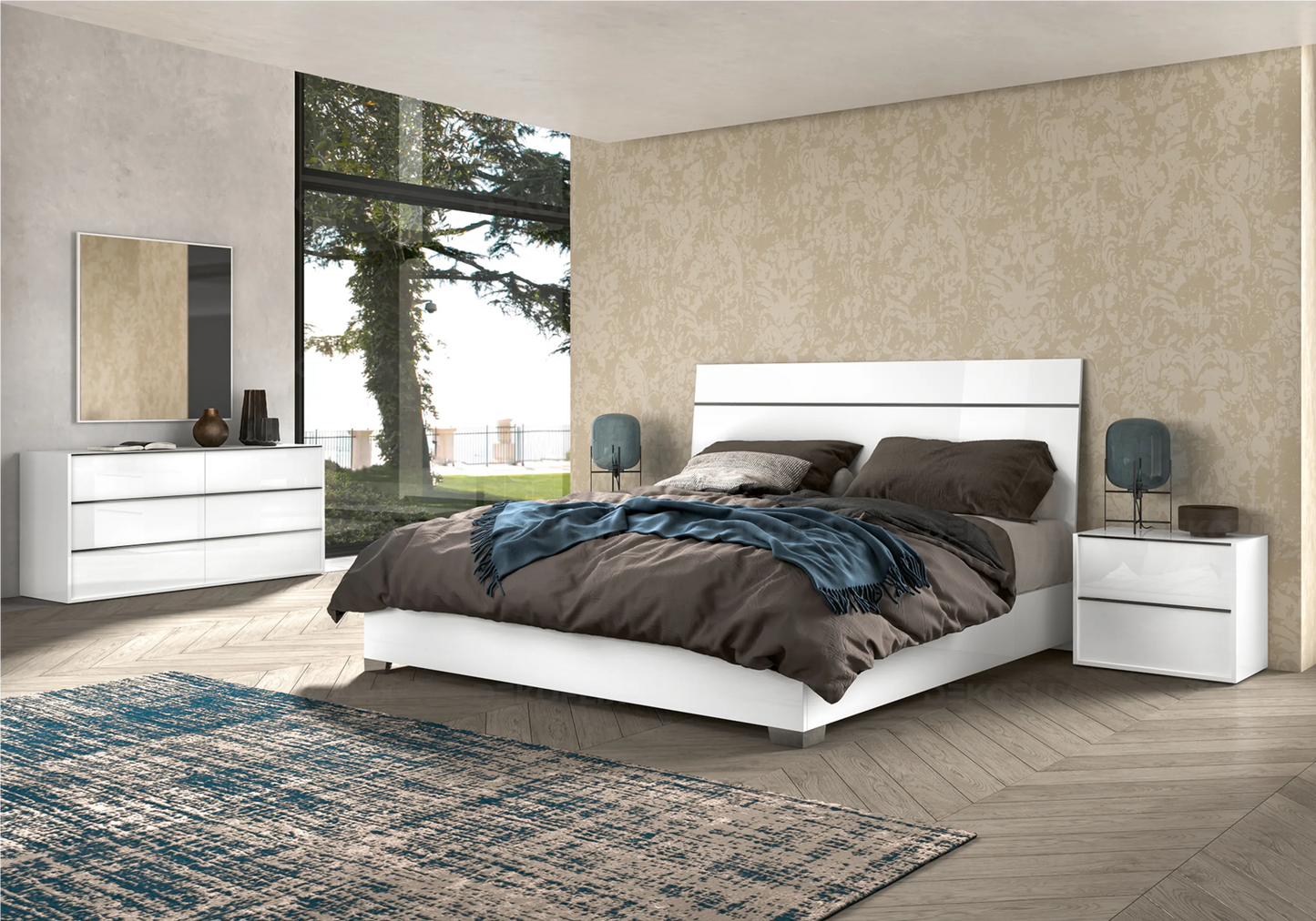Miroir Blanc Laqué Rectangulaire – Modèle Luna