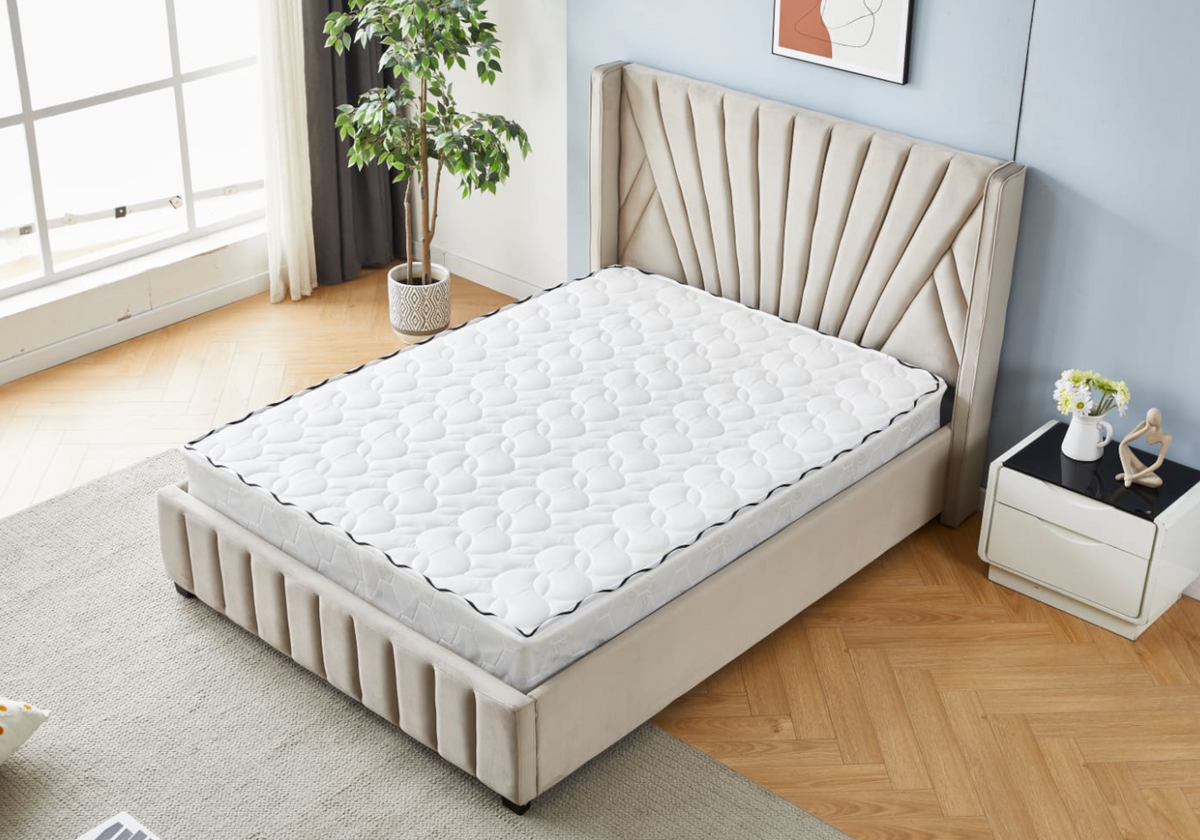 Cadre de lit 2 places velours taupe design - Venice