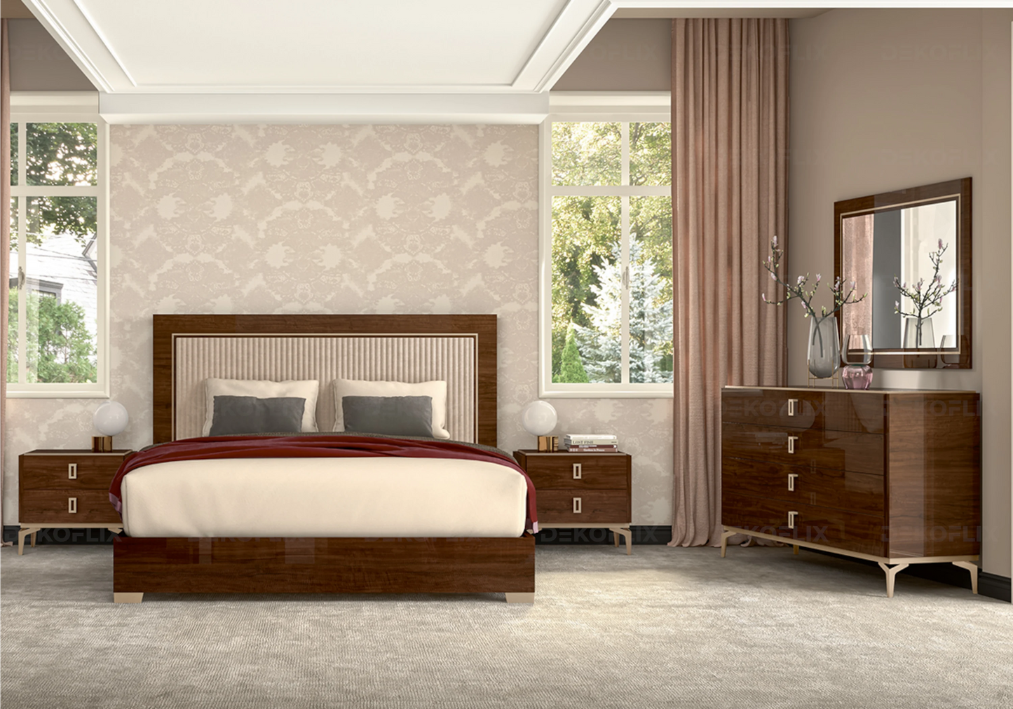 Miroir Rectangulaire Noyer Chic – Collection Eva