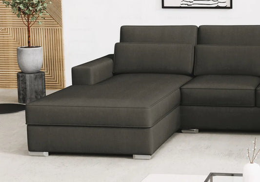 Canapé angle U velours anthracite LÉA New Design