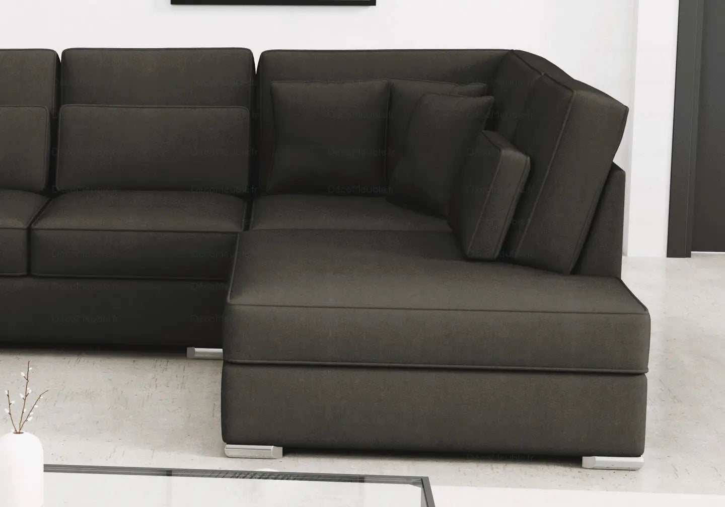 Canapé angle U velours anthracite LÉA New Design