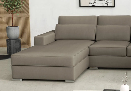 Canapé angle U velours moka LÉA New Design