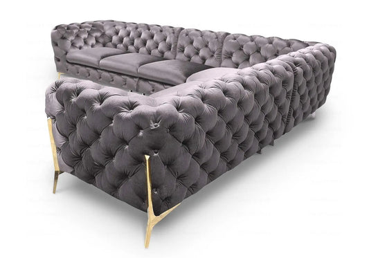 Canapé angle chesterfield gris PACO BM Design