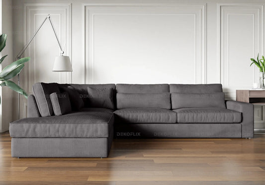Canapé angle côtelé ardoise ENA New Design