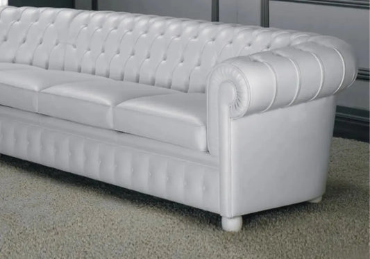 Canapé angle cuir blanc CHESTERFIELD S.T. Italy