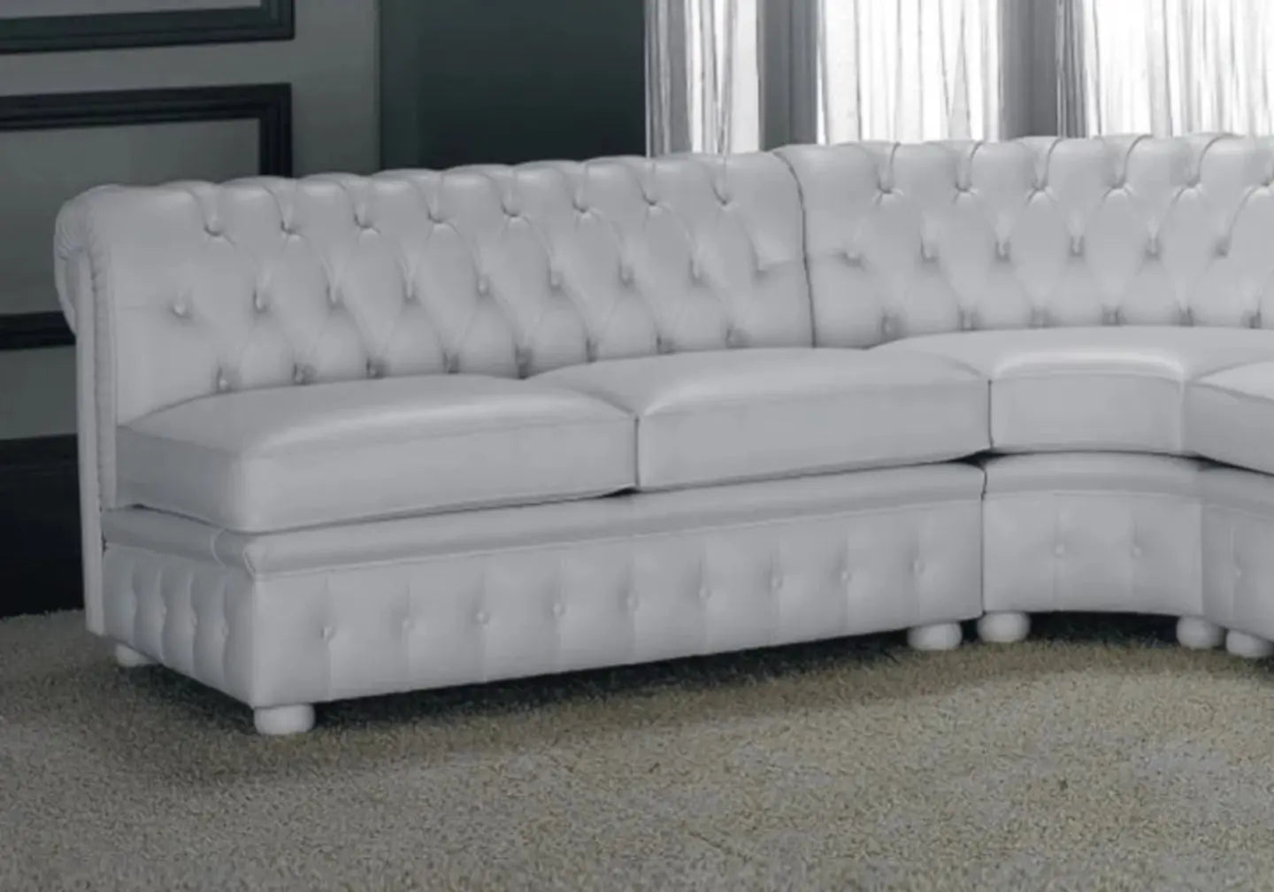 Canapé angle cuir blanc CHESTERFIELD S.T. Italy