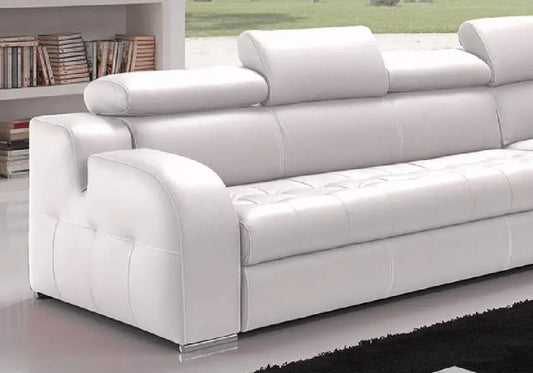 Canapé angle cuir blanc têtières réglables AMELIE - DEKOFLIX