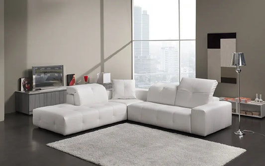 Canapé angle cuir blanc têtières réglables CECILE Made in Italy
