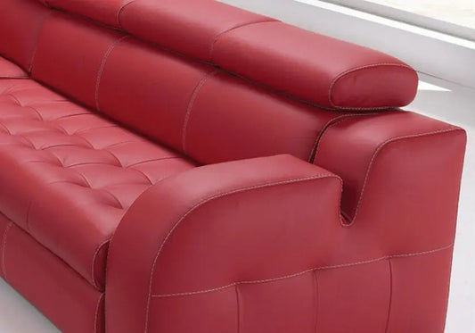 Canapé angle cuir bordeaux têtières réglables AMELIE Made in Italy